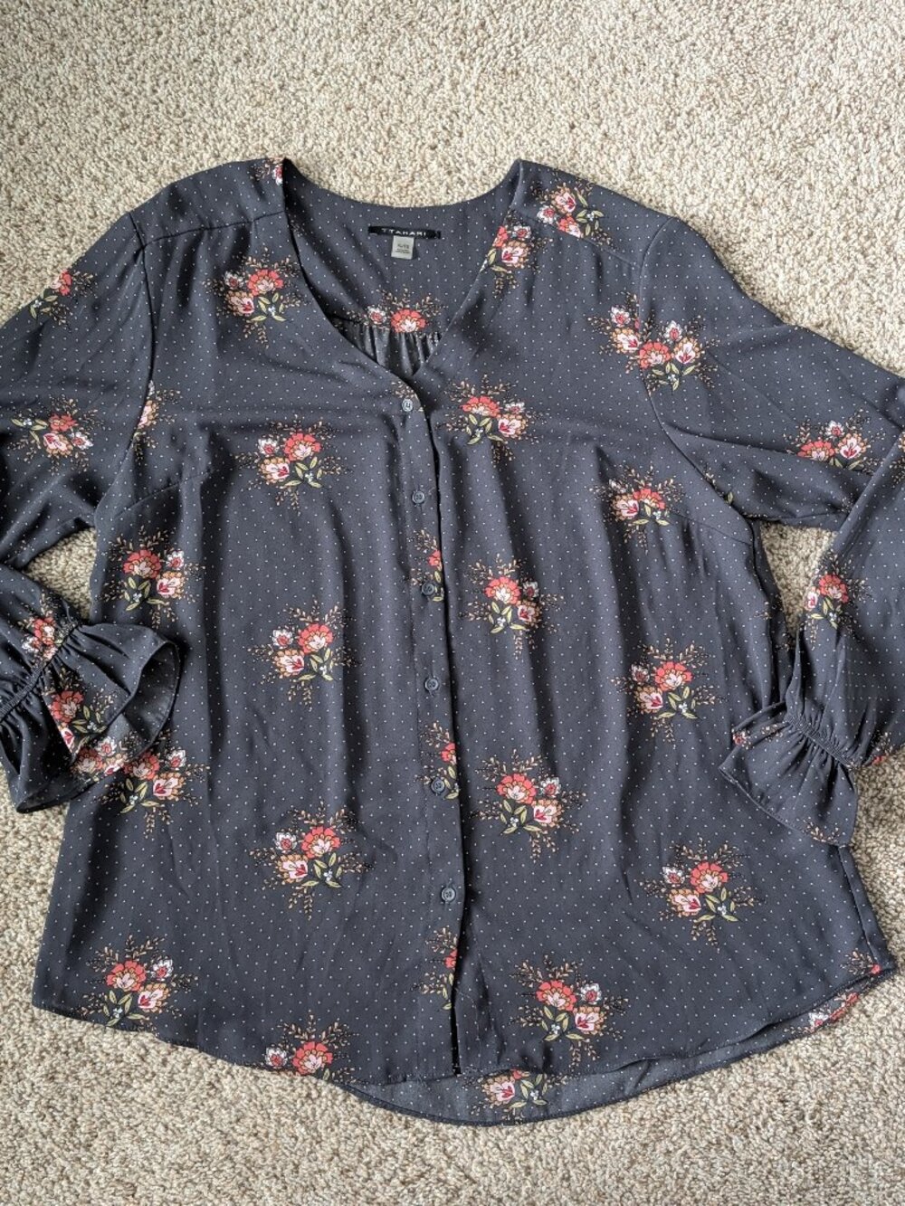 EUC Tahari Floral Blouse, XL